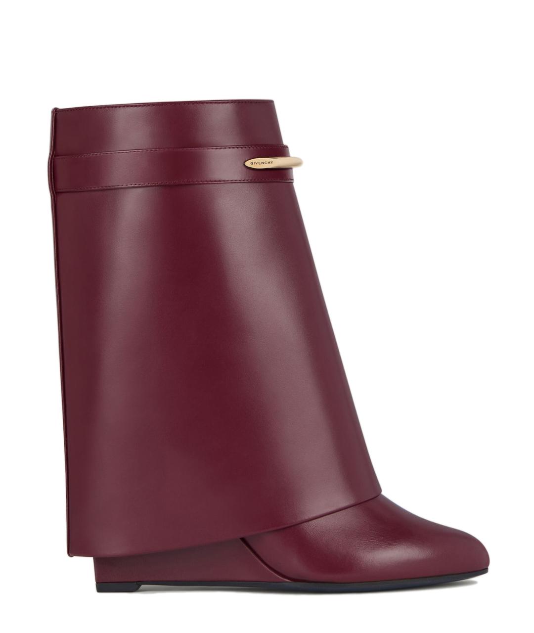 GIVENCHY Бордовые кожаные сапоги, фото 1