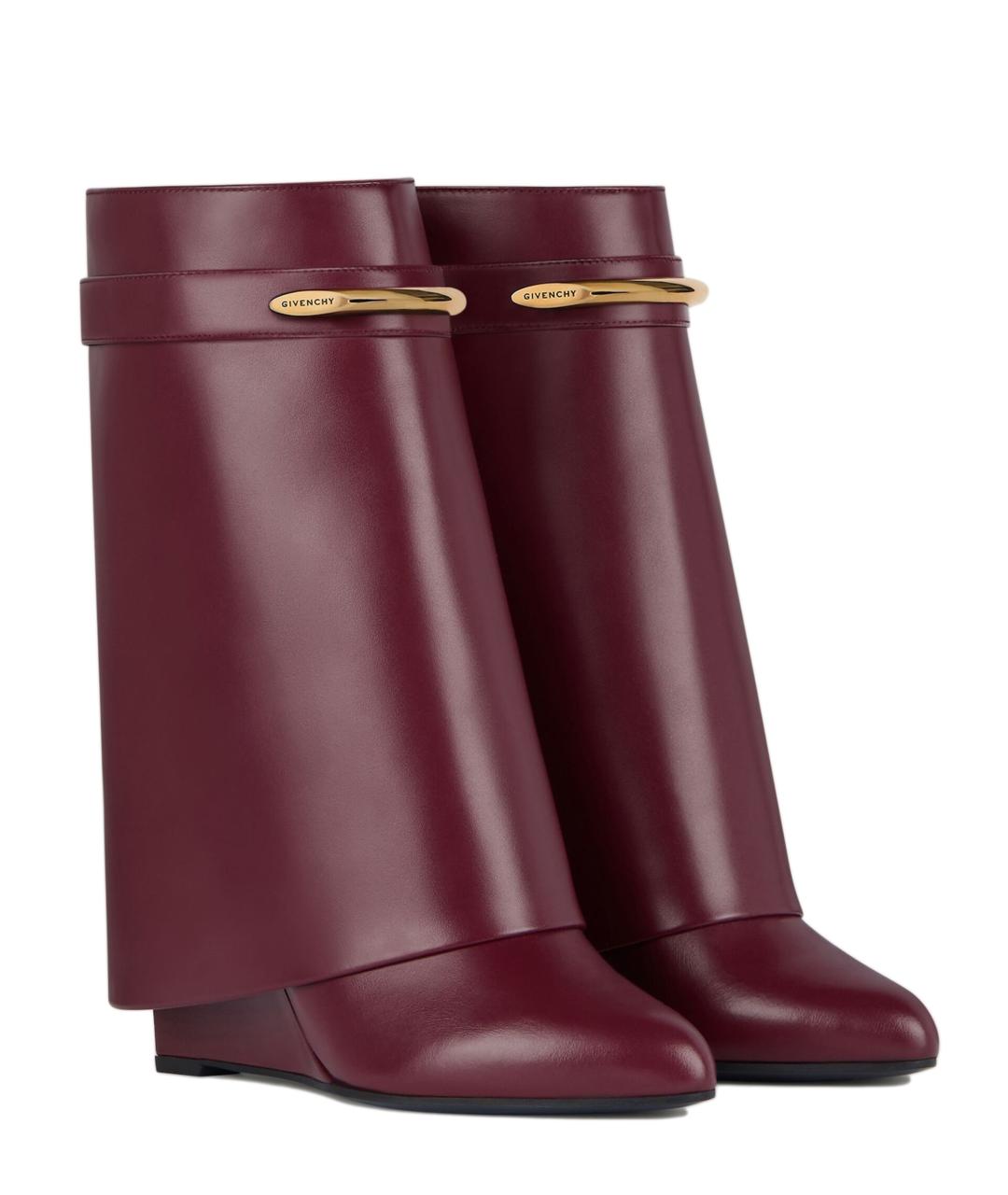 GIVENCHY Бордовые кожаные сапоги, фото 2
