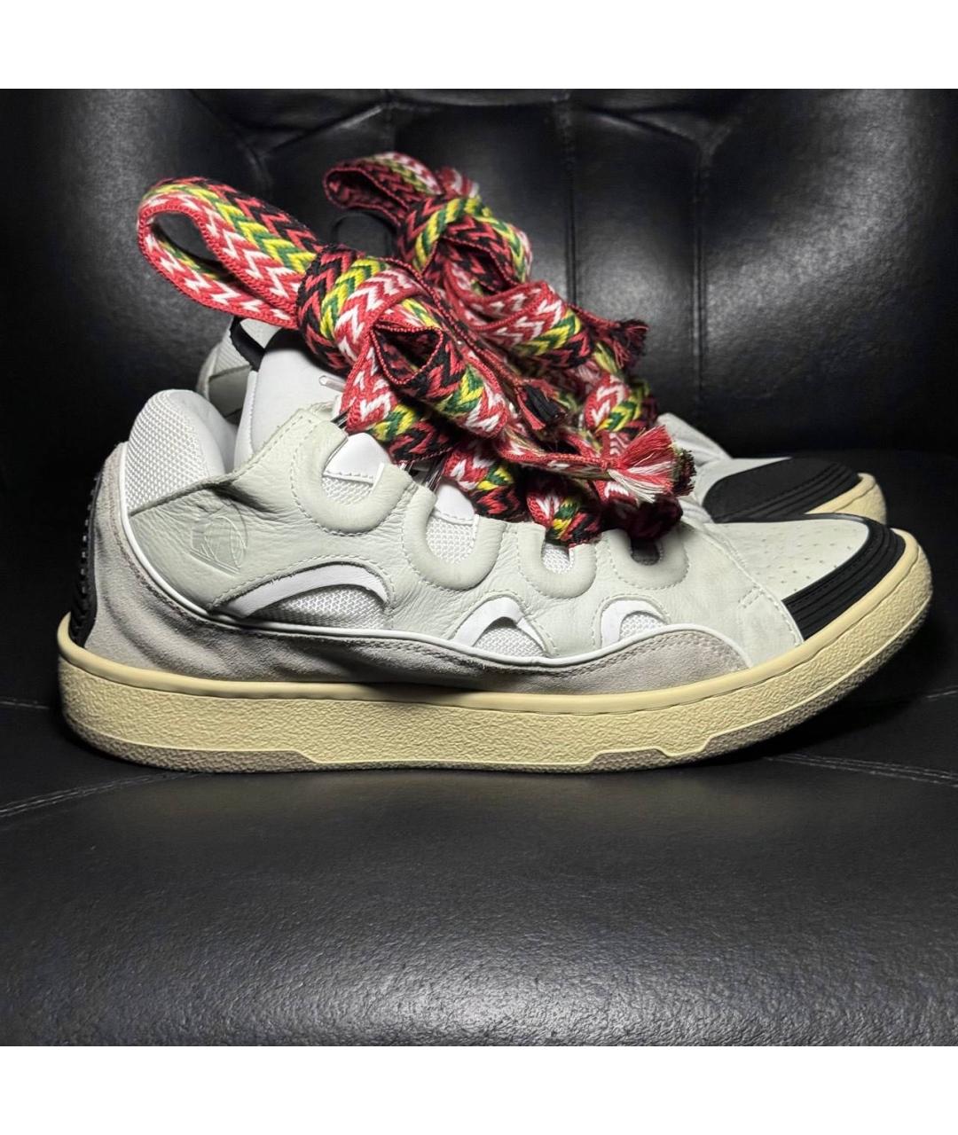 LANVIN Бежевые текстильные низкие кроссовки / кеды, фото 9