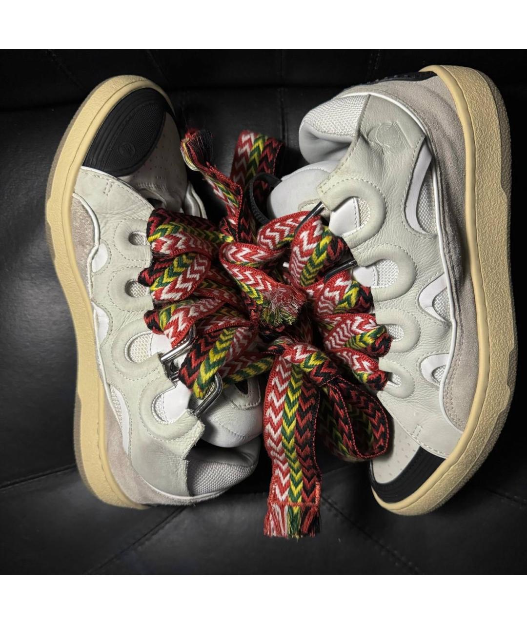 LANVIN Бежевые текстильные низкие кроссовки / кеды, фото 3