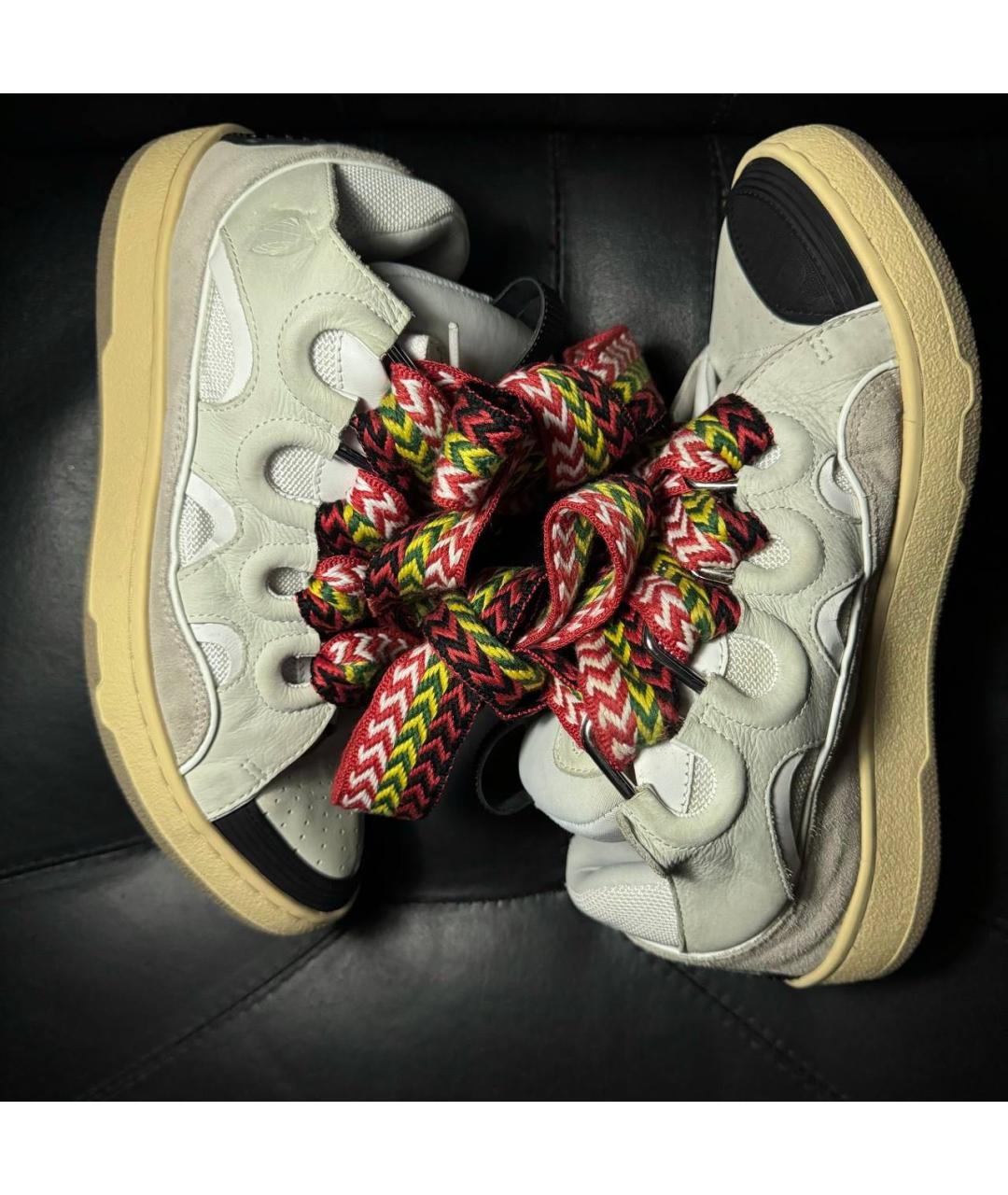 LANVIN Белые текстильные низкие кроссовки / кеды, фото 4