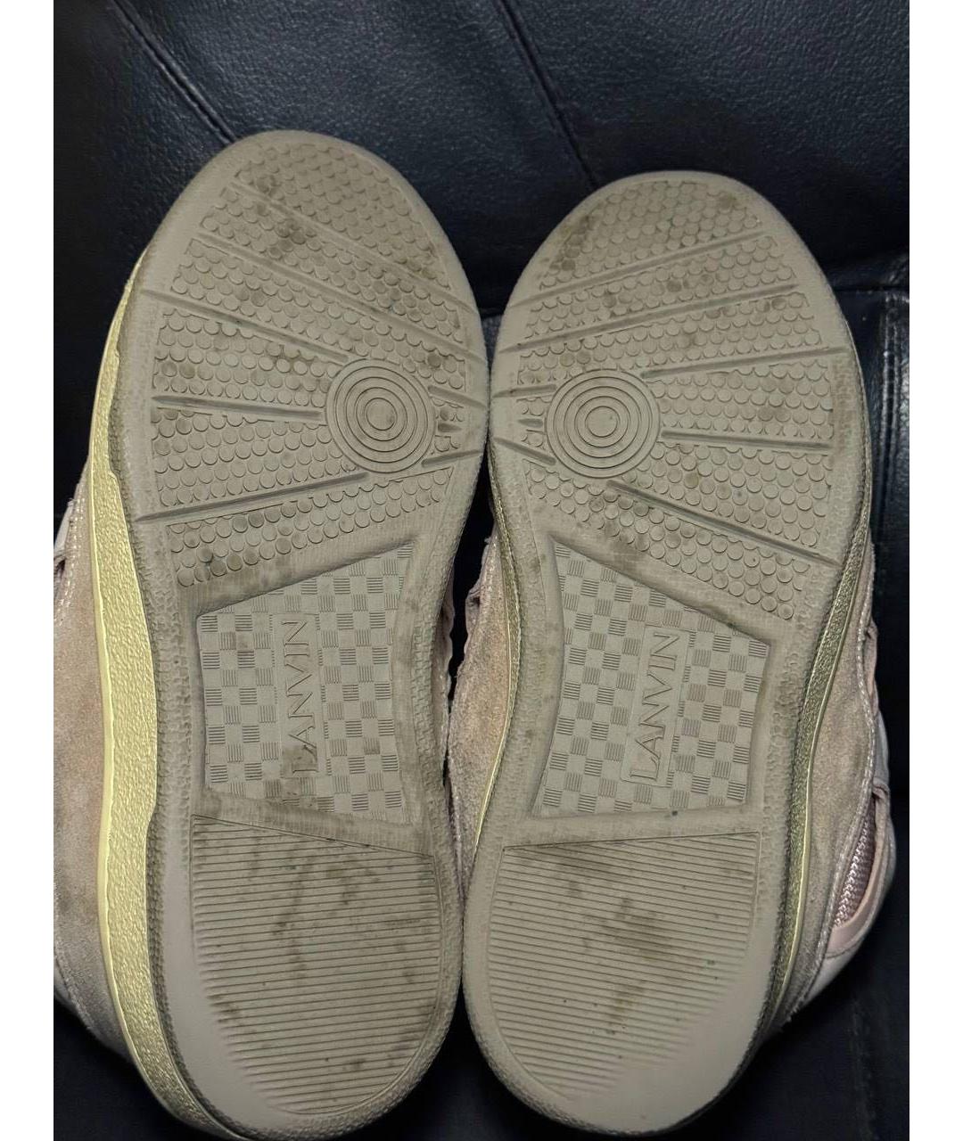 LANVIN Бежевые текстильные низкие кроссовки / кеды, фото 8