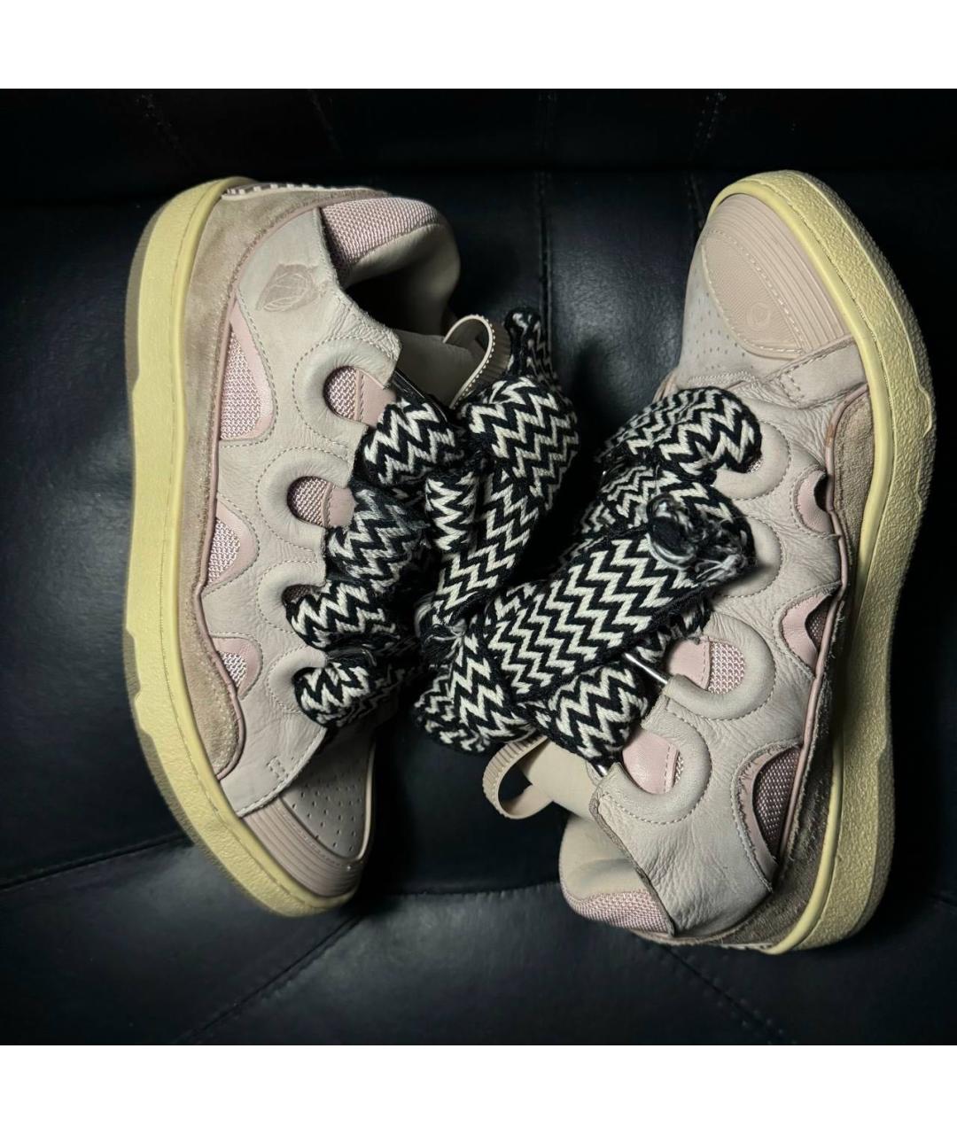 LANVIN Бежевые текстильные низкие кроссовки / кеды, фото 3