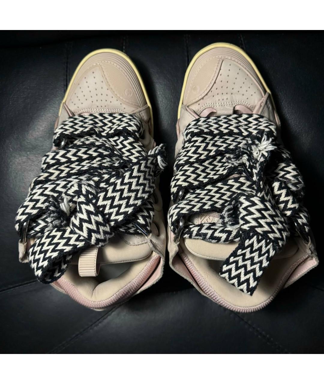 LANVIN Бежевые текстильные низкие кроссовки / кеды, фото 7