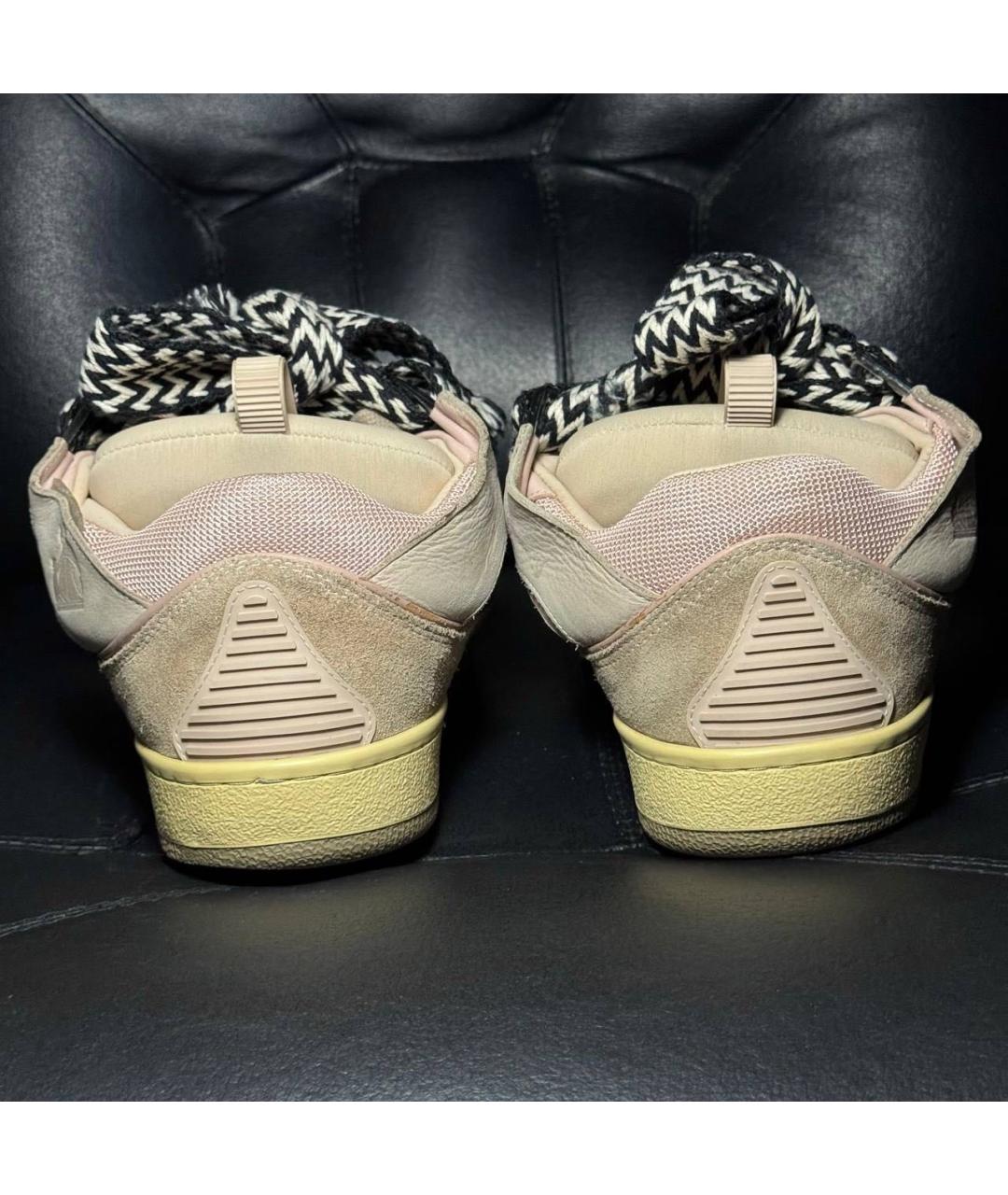 LANVIN Бежевые текстильные низкие кроссовки / кеды, фото 2