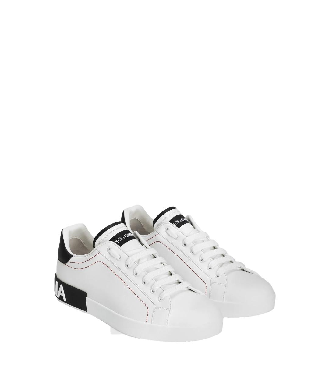 DOLCE&GABBANA Белые кожаные низкие кроссовки / кеды, фото 2