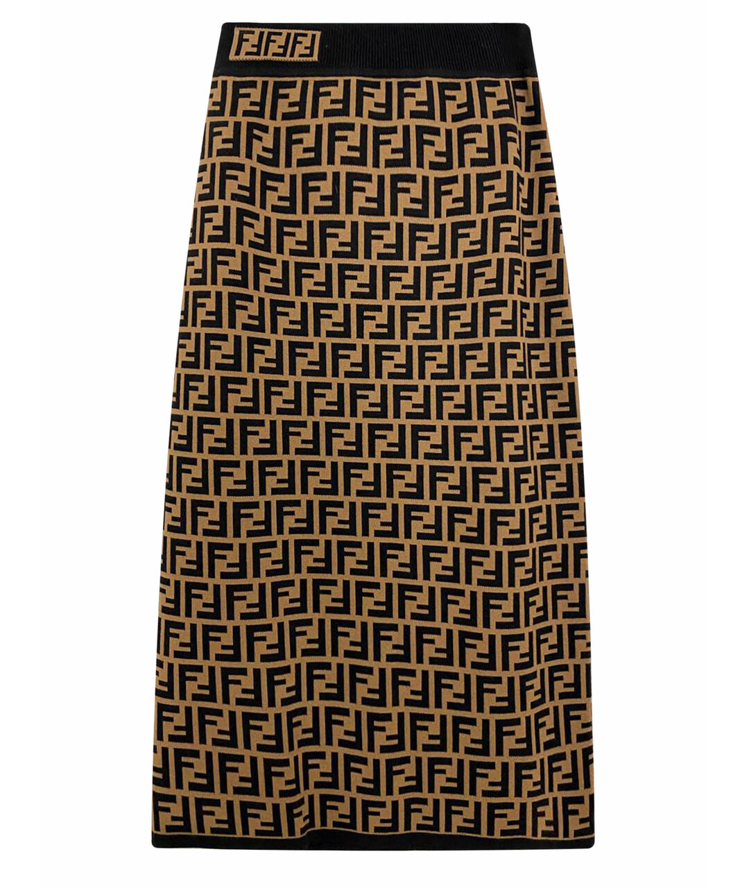 FENDI Коричневая вискозная юбка миди, фото 1