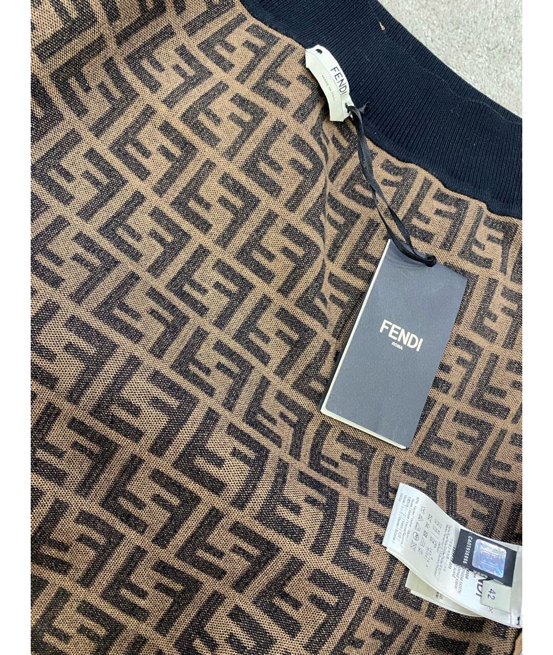 FENDI Коричневая вискозная юбка миди, фото 3