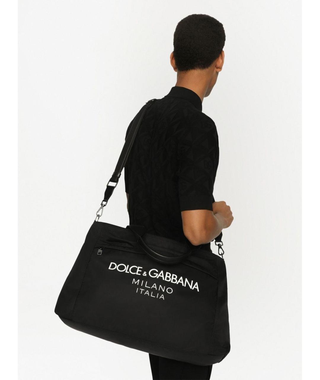 DOLCE&GABBANA Черная тканевая сумка тоут, фото 2
