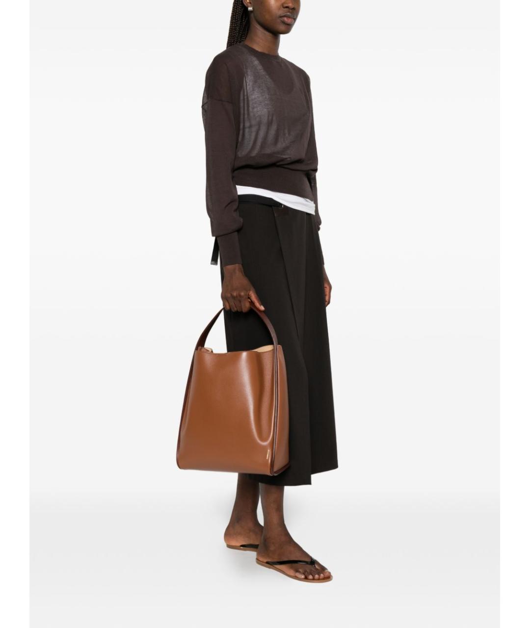 JIL SANDER Коричневая кожаная сумка тоут, фото 2
