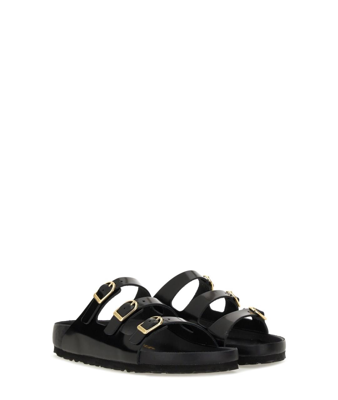BIRKENSTOCK Черные сандалии из лакированной кожи, фото 2