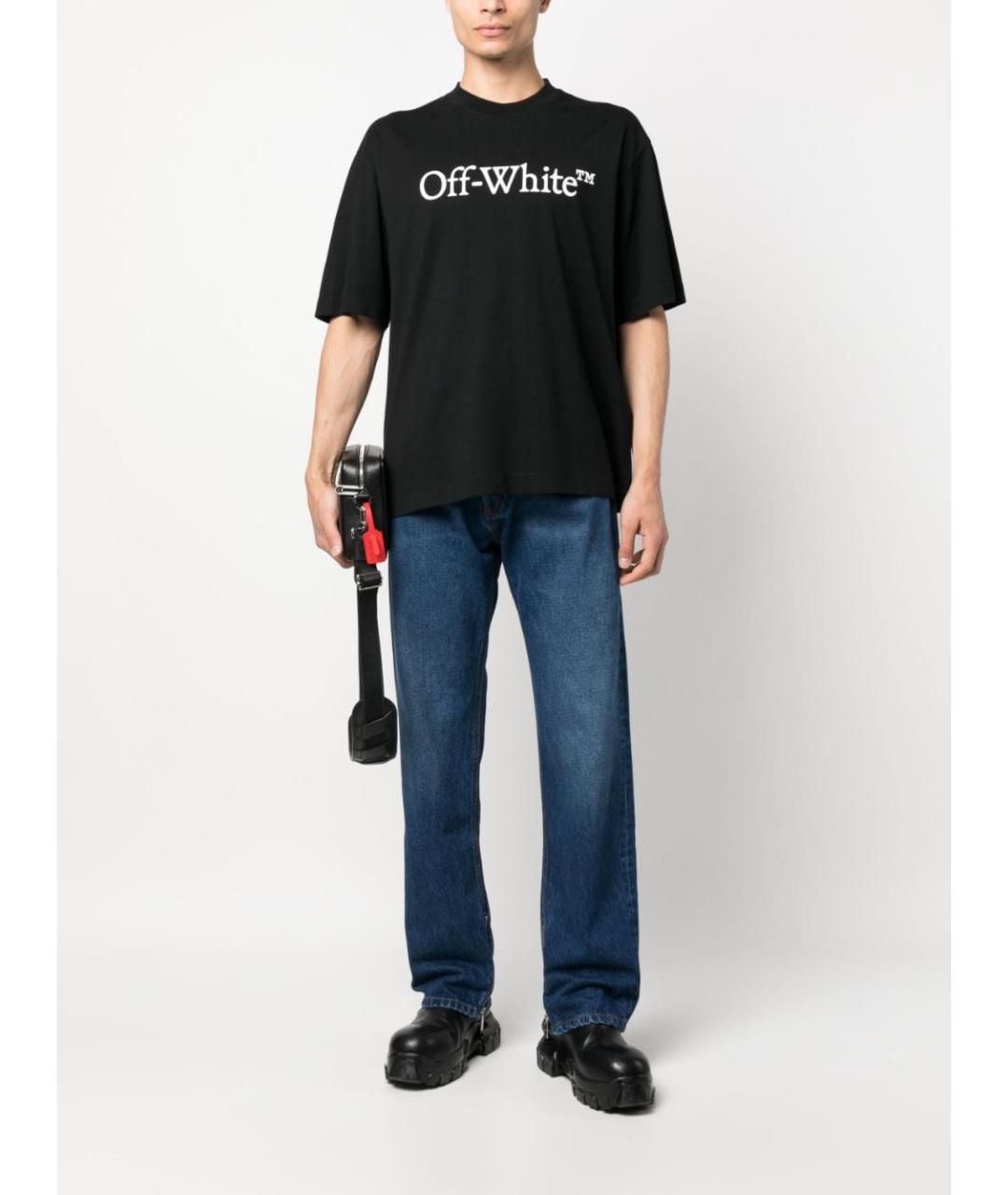 OFF-WHITE Синие хлопковые прямые джинсы, фото 2