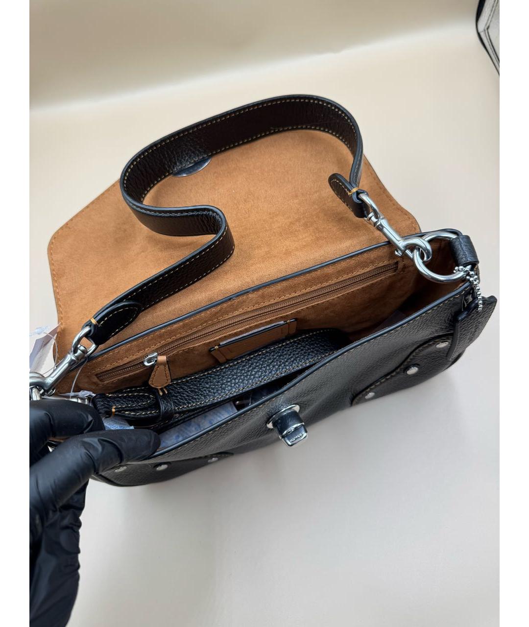 COACH Черная кожаная сумка через плечо, фото 6