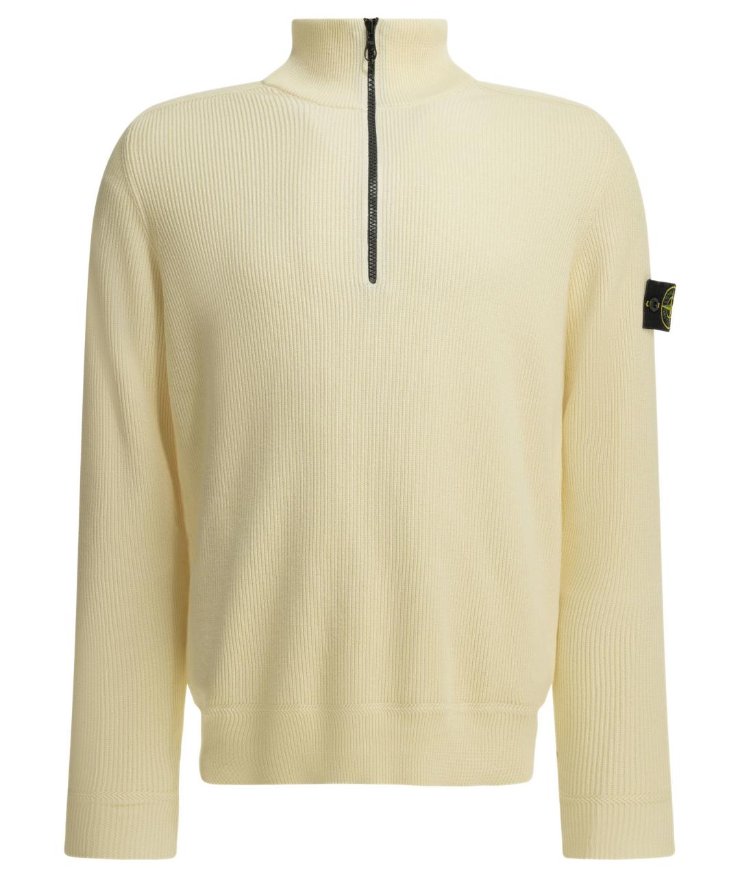 STONE ISLAND Белый хлопковый джемпер / свитер, фото 1