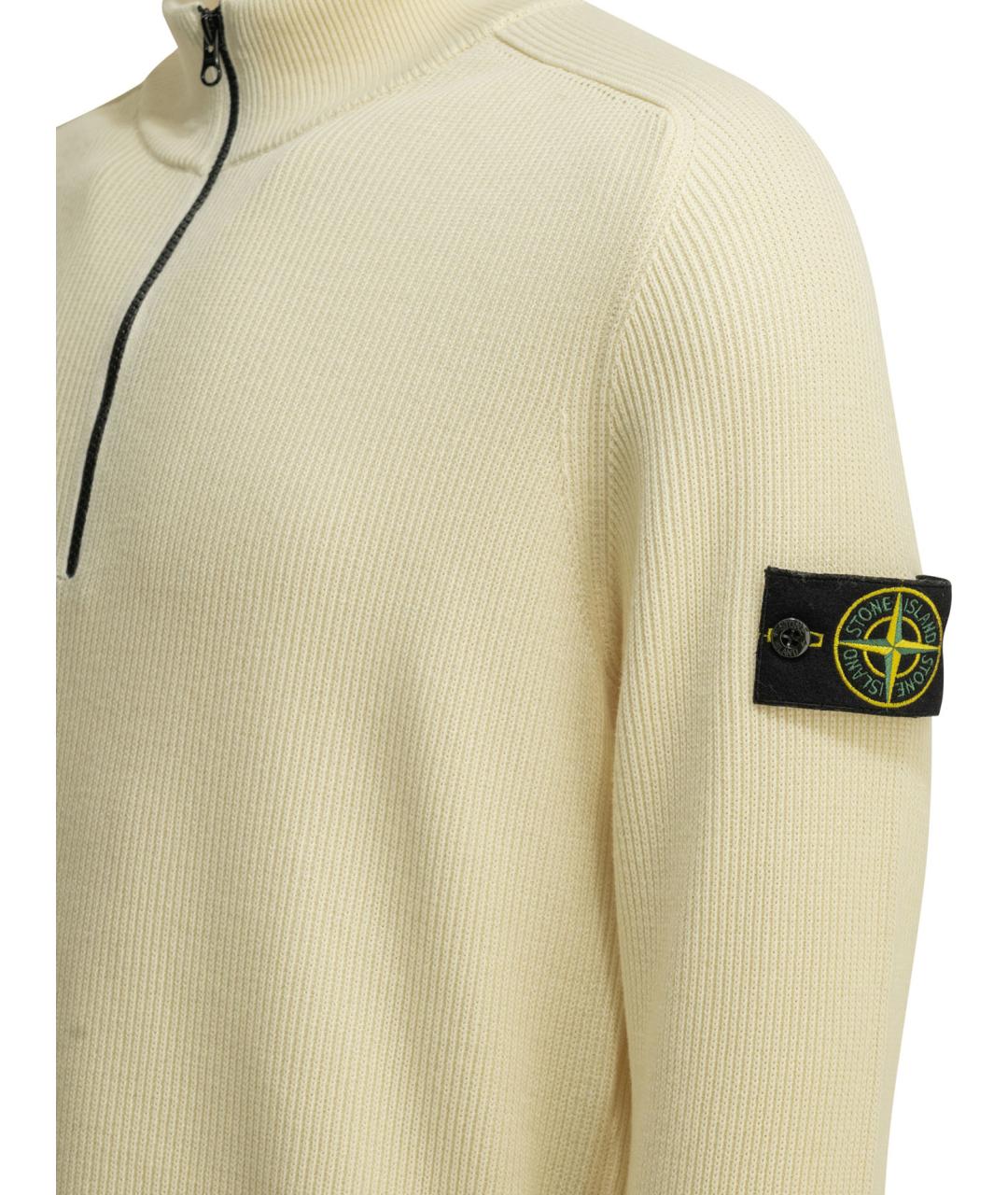 STONE ISLAND Белый хлопковый джемпер / свитер, фото 4