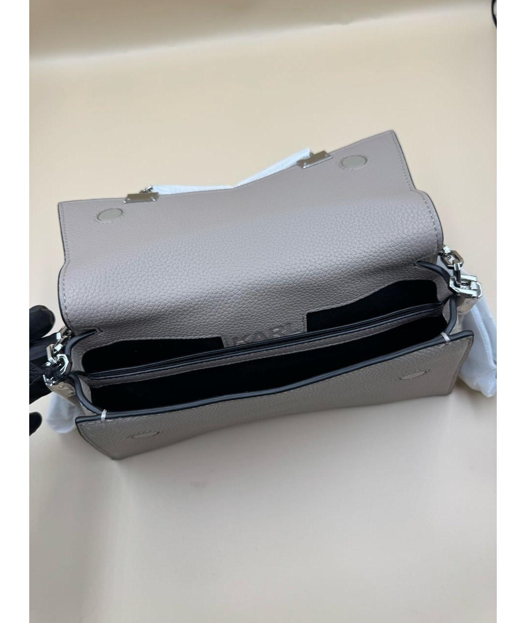 KARL LAGERFELD Бежевая кожаная сумка через плечо, фото 6