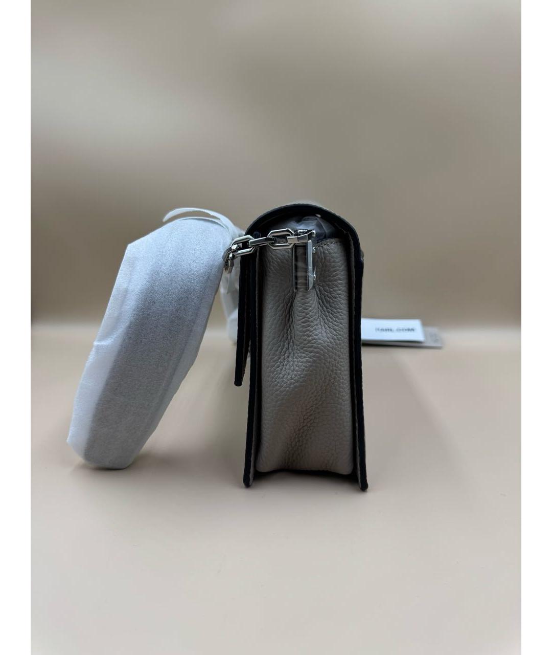 KARL LAGERFELD Бежевая кожаная сумка через плечо, фото 3