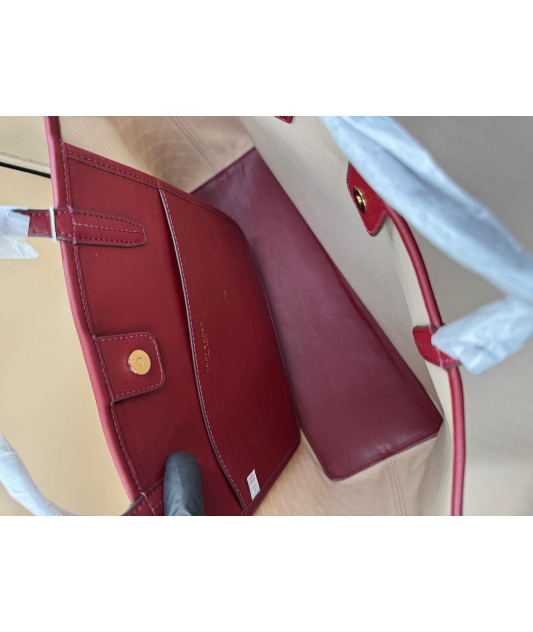 TORY BURCH Красная кожаная сумка тоут, фото 6