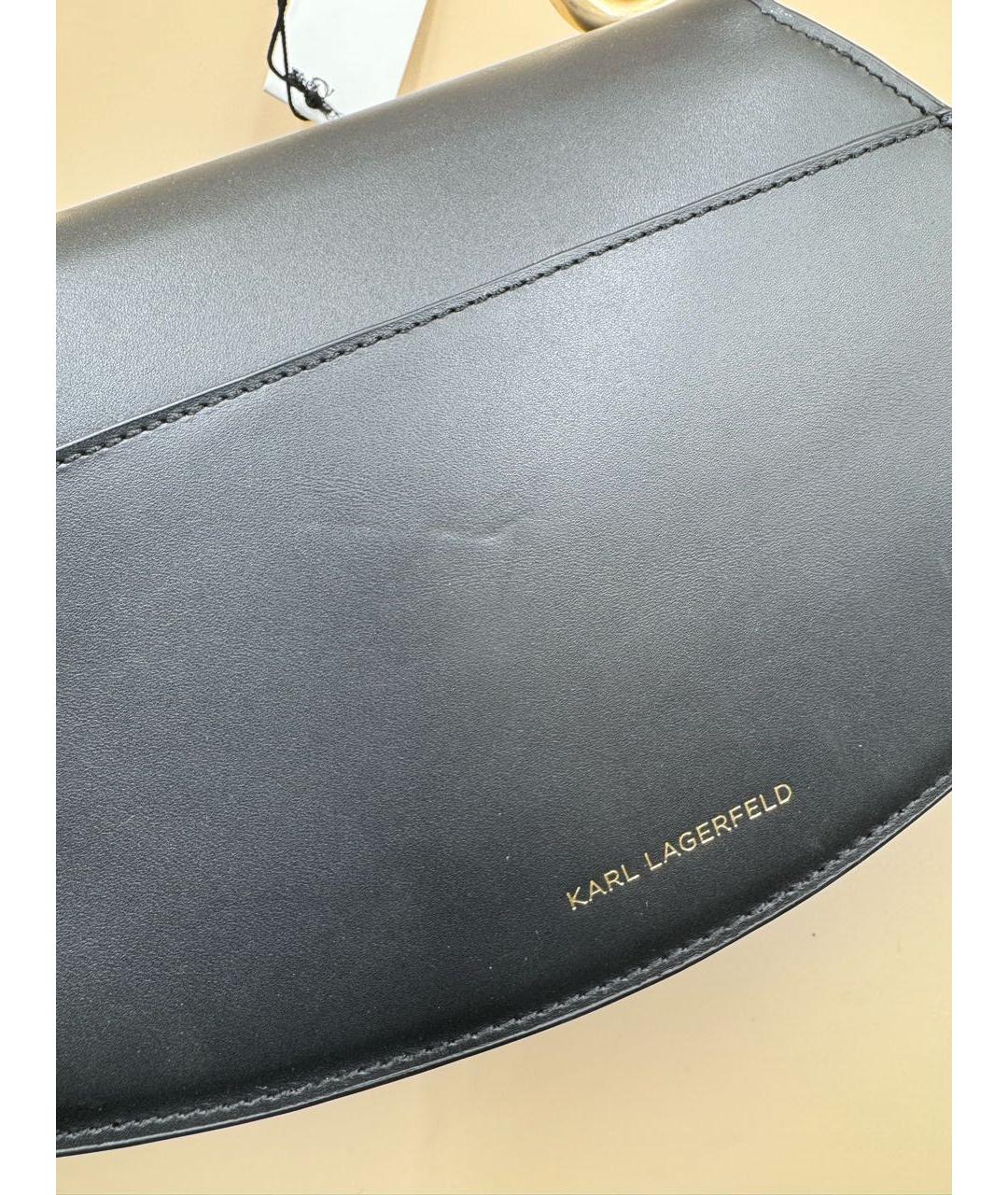 KARL LAGERFELD Черная кожаная сумка с короткими ручками, фото 8