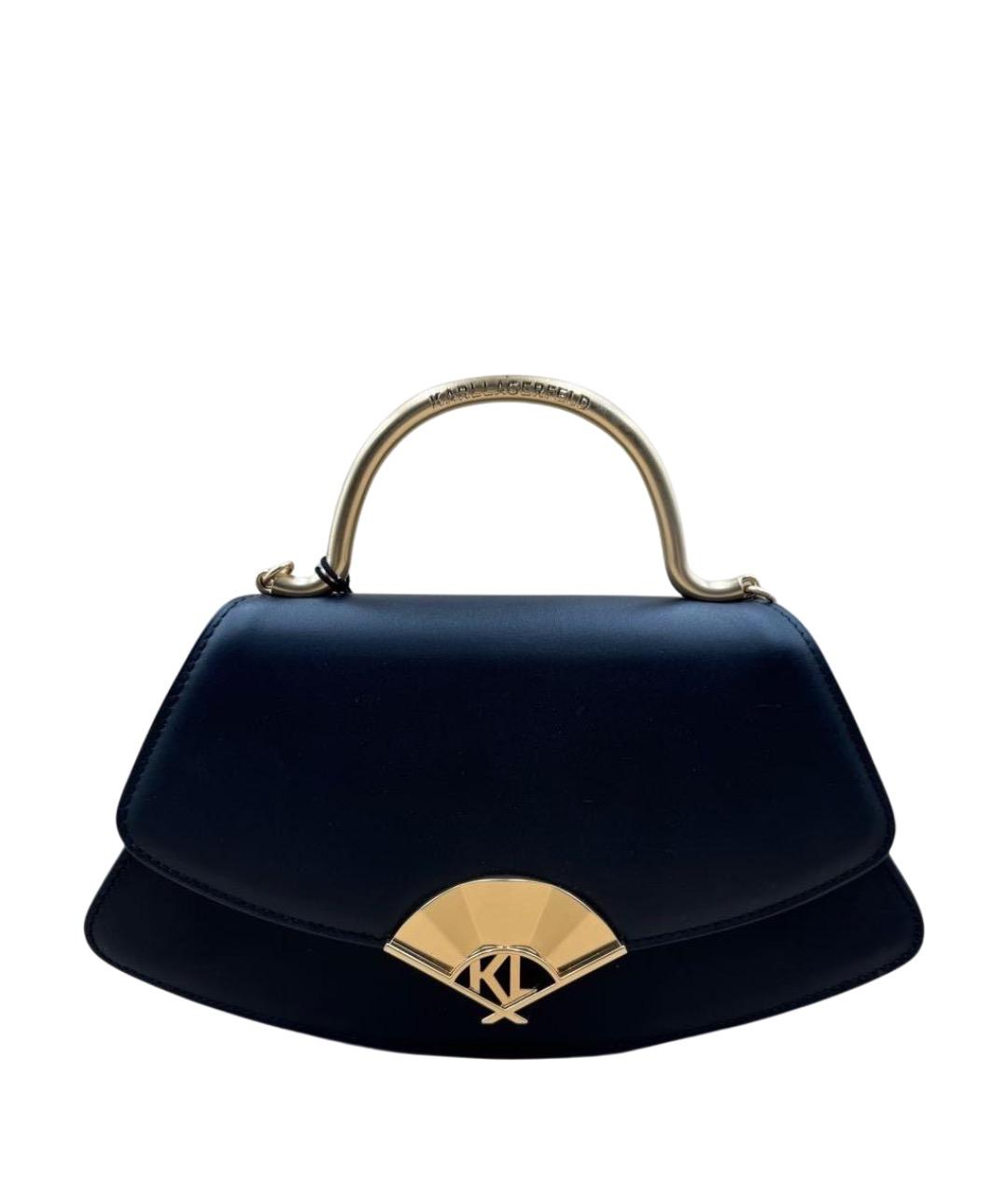 KARL LAGERFELD Черная кожаная сумка с короткими ручками, фото 1