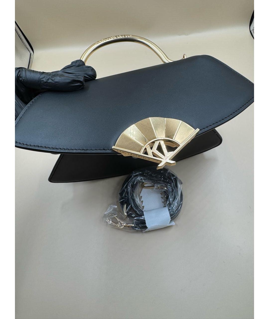 KARL LAGERFELD Черная кожаная сумка с короткими ручками, фото 6