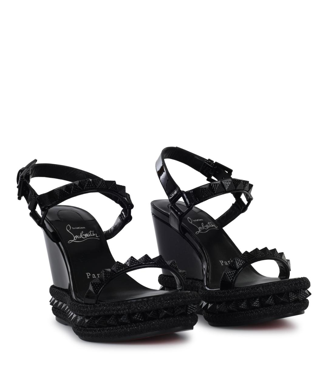 CHRISTIAN LOUBOUTIN Черные кожаные босоножки, фото 2