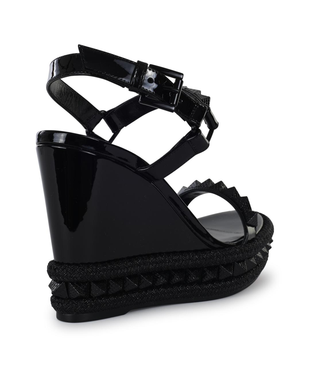 CHRISTIAN LOUBOUTIN Черные кожаные босоножки, фото 3