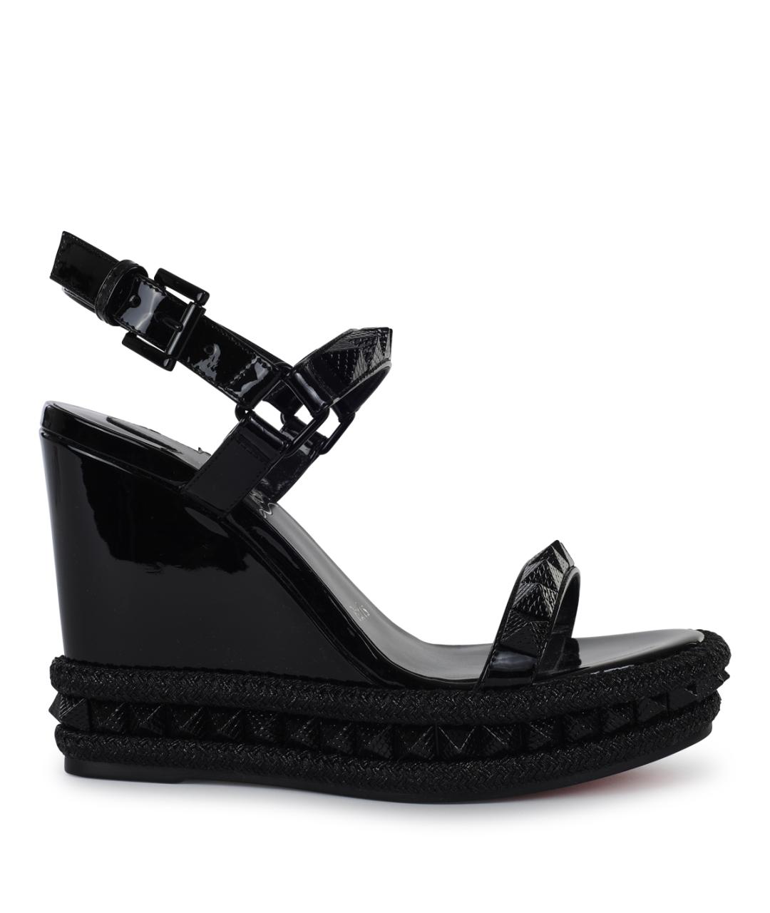 CHRISTIAN LOUBOUTIN Черные кожаные босоножки, фото 1