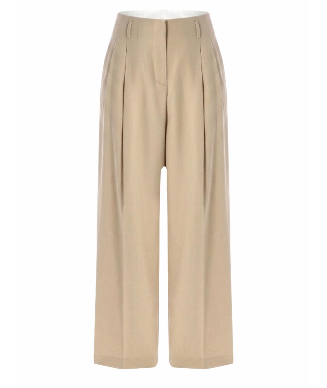 GOLDEN GOOSE DELUXE BRAND Бежевые шерстяные прямые брюки, фото 1