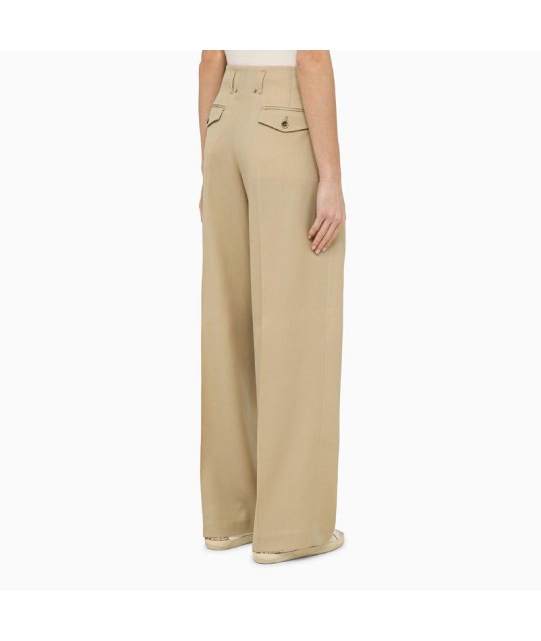 GOLDEN GOOSE DELUXE BRAND Бежевые шерстяные прямые брюки, фото 4