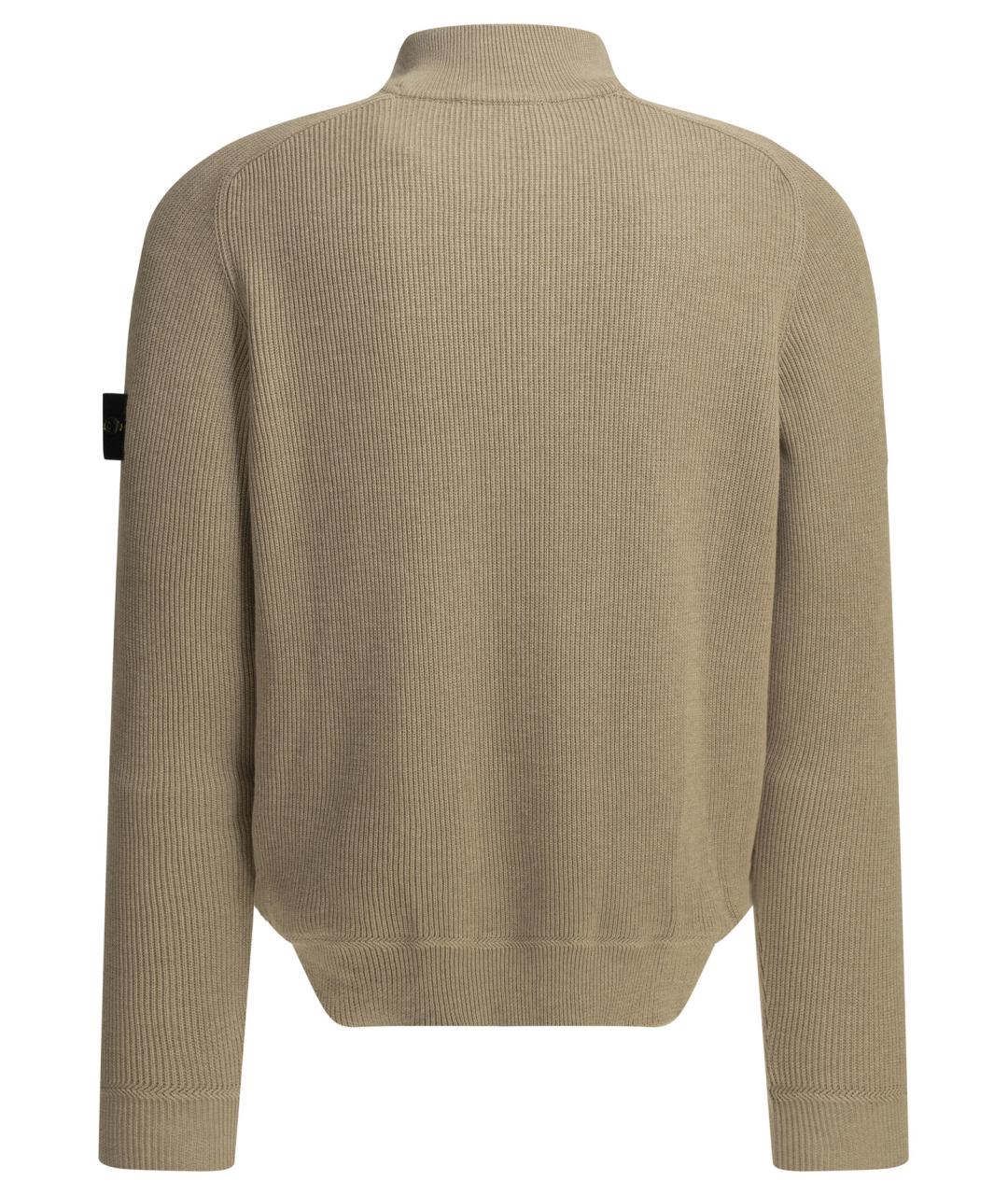 STONE ISLAND Бежевый хлопковый джемпер / свитер, фото 2