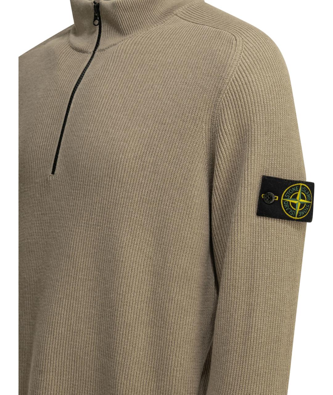 STONE ISLAND Бежевый хлопковый джемпер / свитер, фото 4