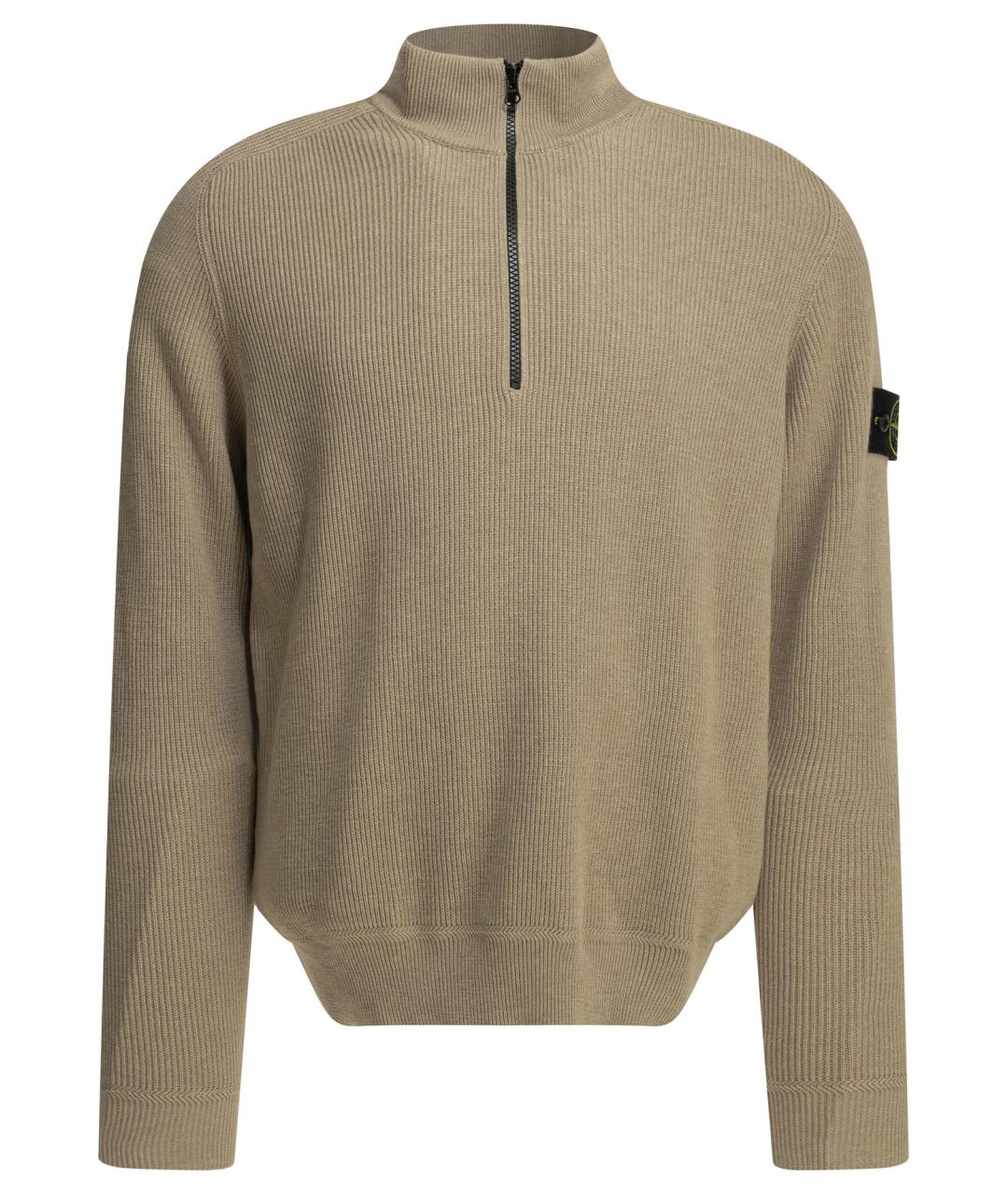 STONE ISLAND Бежевый хлопковый джемпер / свитер, фото 1