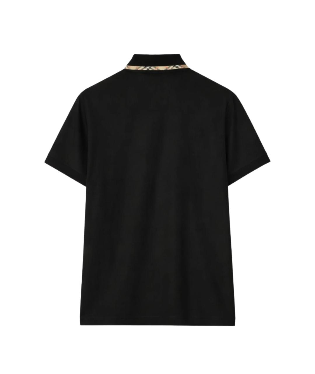 BURBERRY Черное хлопковое поло с коротким рукавом, фото 3