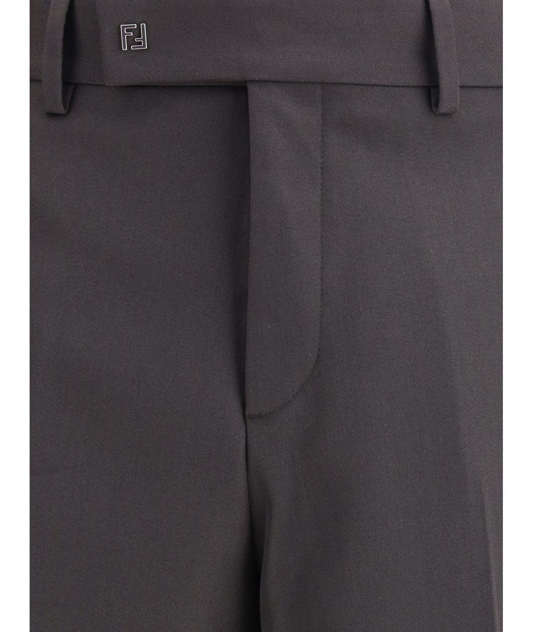 FENDI Серые шерстяные повседневные брюки, фото 3
