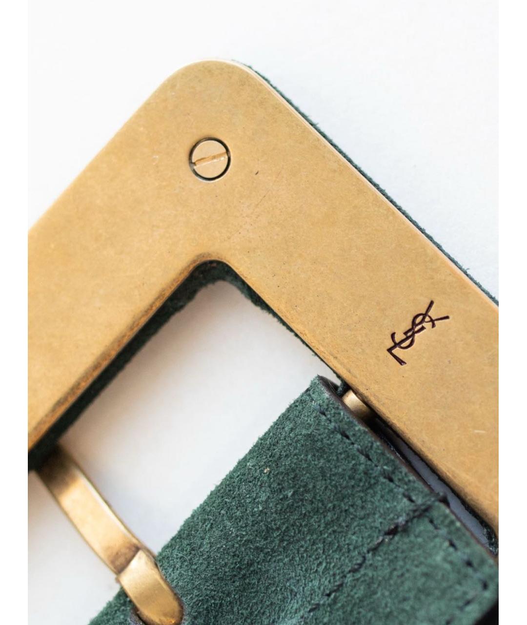 SAINT LAURENT Зеленый замшевый ремень, фото 2