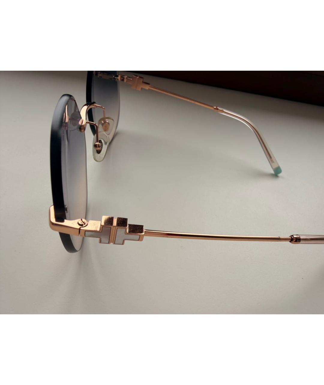 TIFFANY&CO Золотые металлические солнцезащитные очки, фото 3