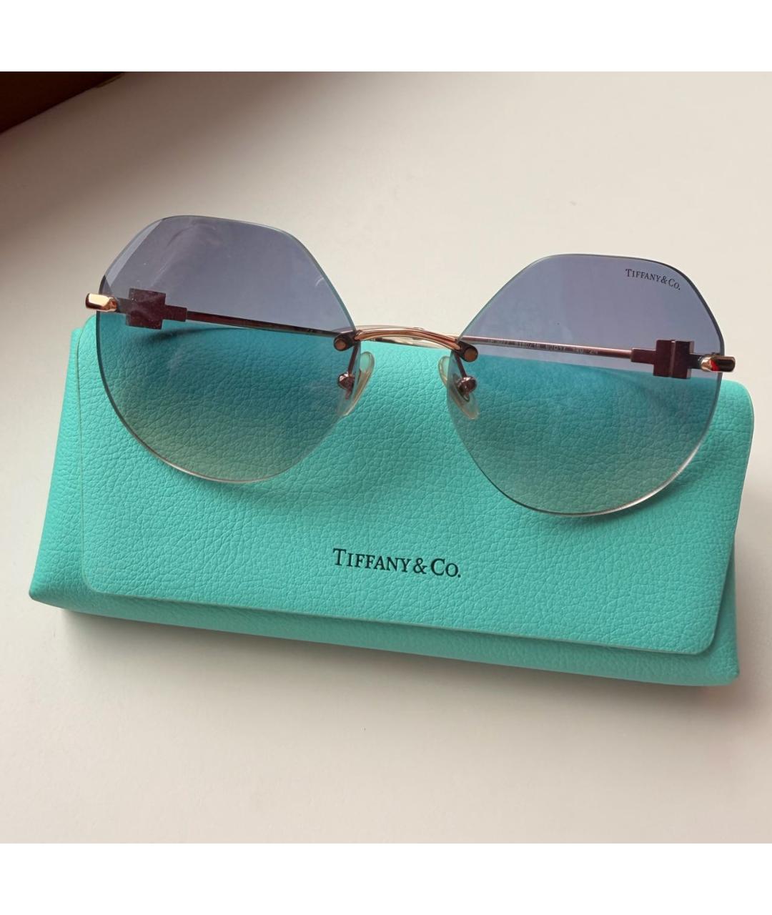 TIFFANY&CO Золотые металлические солнцезащитные очки, фото 5