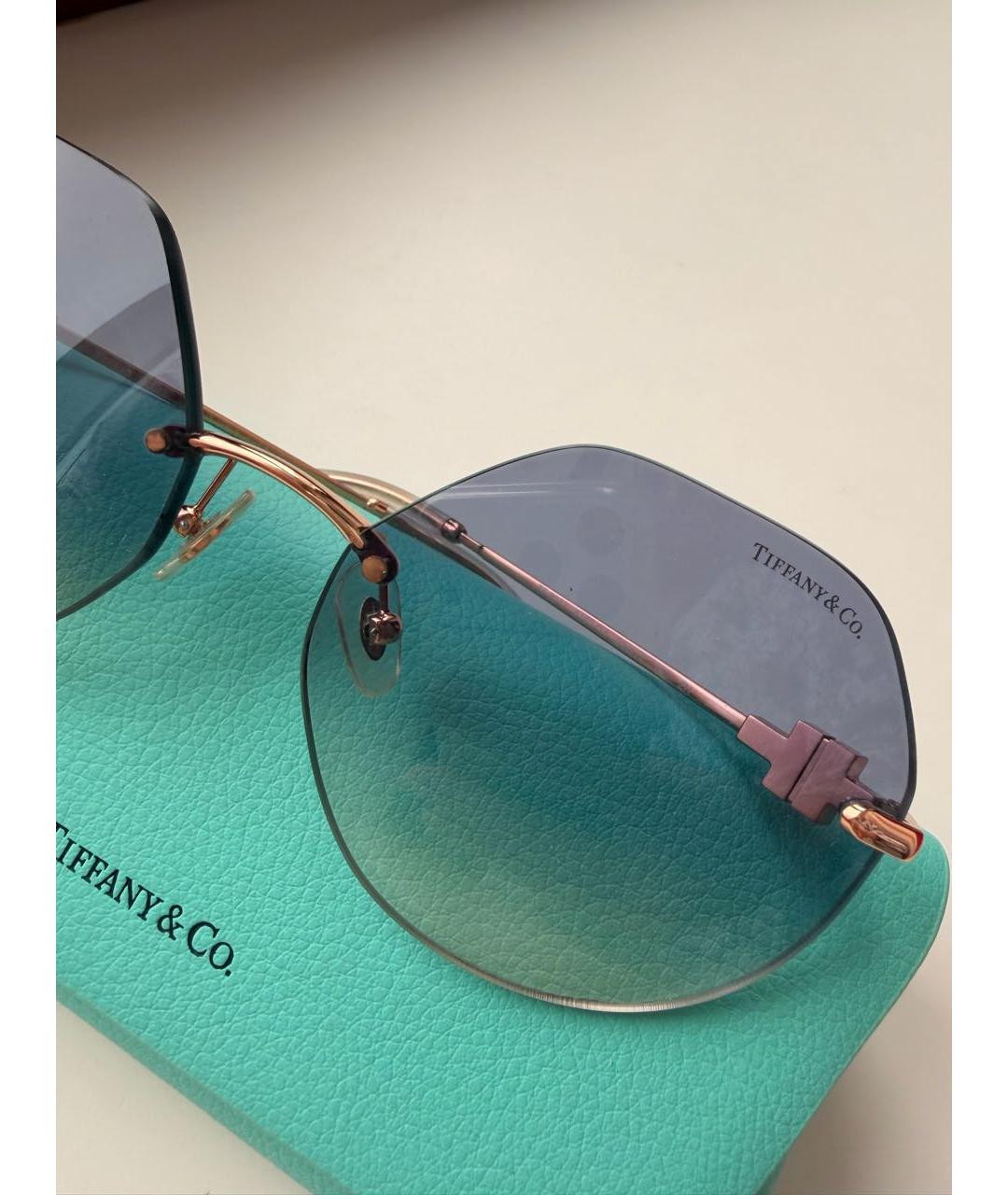 TIFFANY&CO Золотые металлические солнцезащитные очки, фото 2