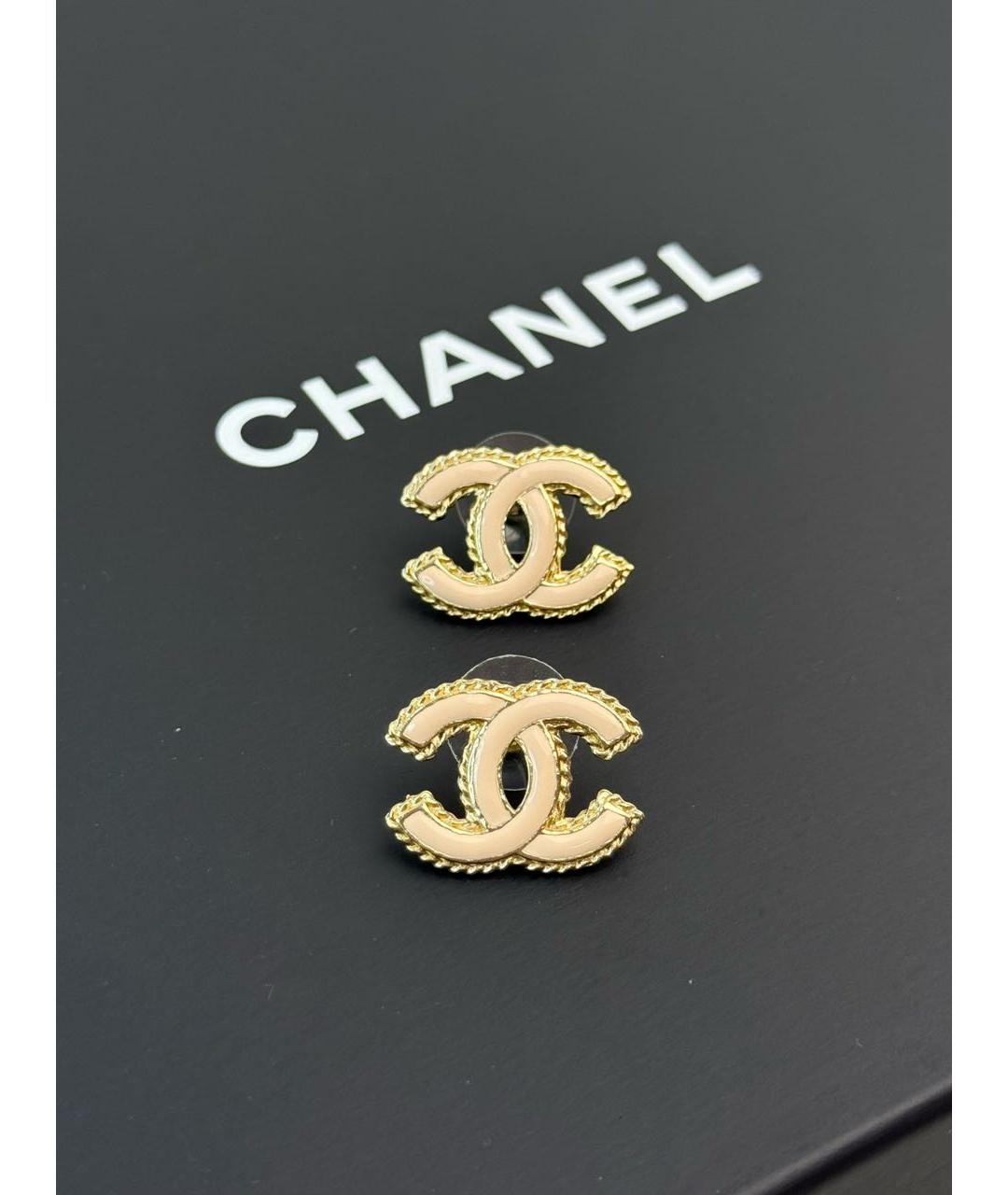 CHANEL Золотые металлические серьги, фото 5