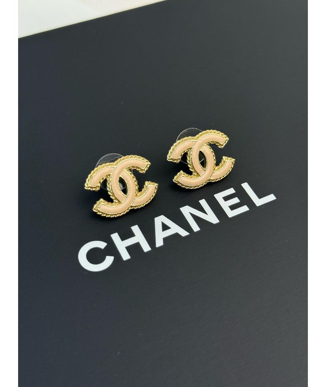 CHANEL Золотые металлические серьги, фото 3
