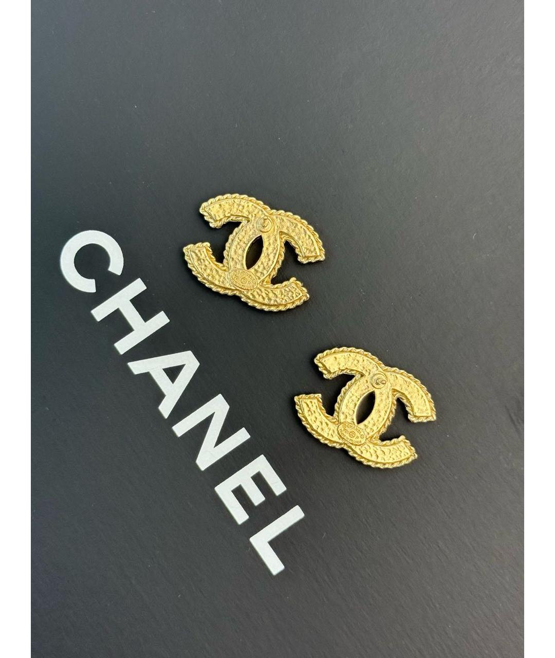 CHANEL Золотые металлические серьги, фото 2