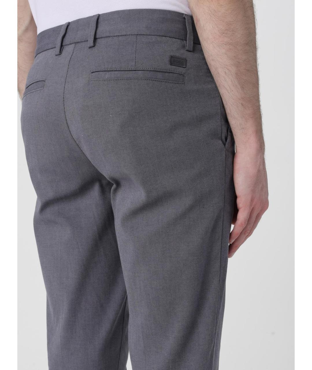 HUGO BOSS Серые хлопковые повседневные брюки, фото 3