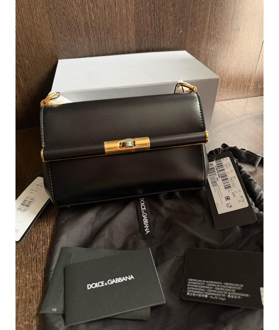 DOLCE&GABBANA Черная кожаная сумка через плечо, фото 5