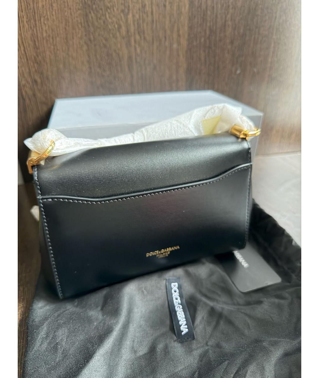 DOLCE&GABBANA Черная кожаная сумка через плечо, фото 3