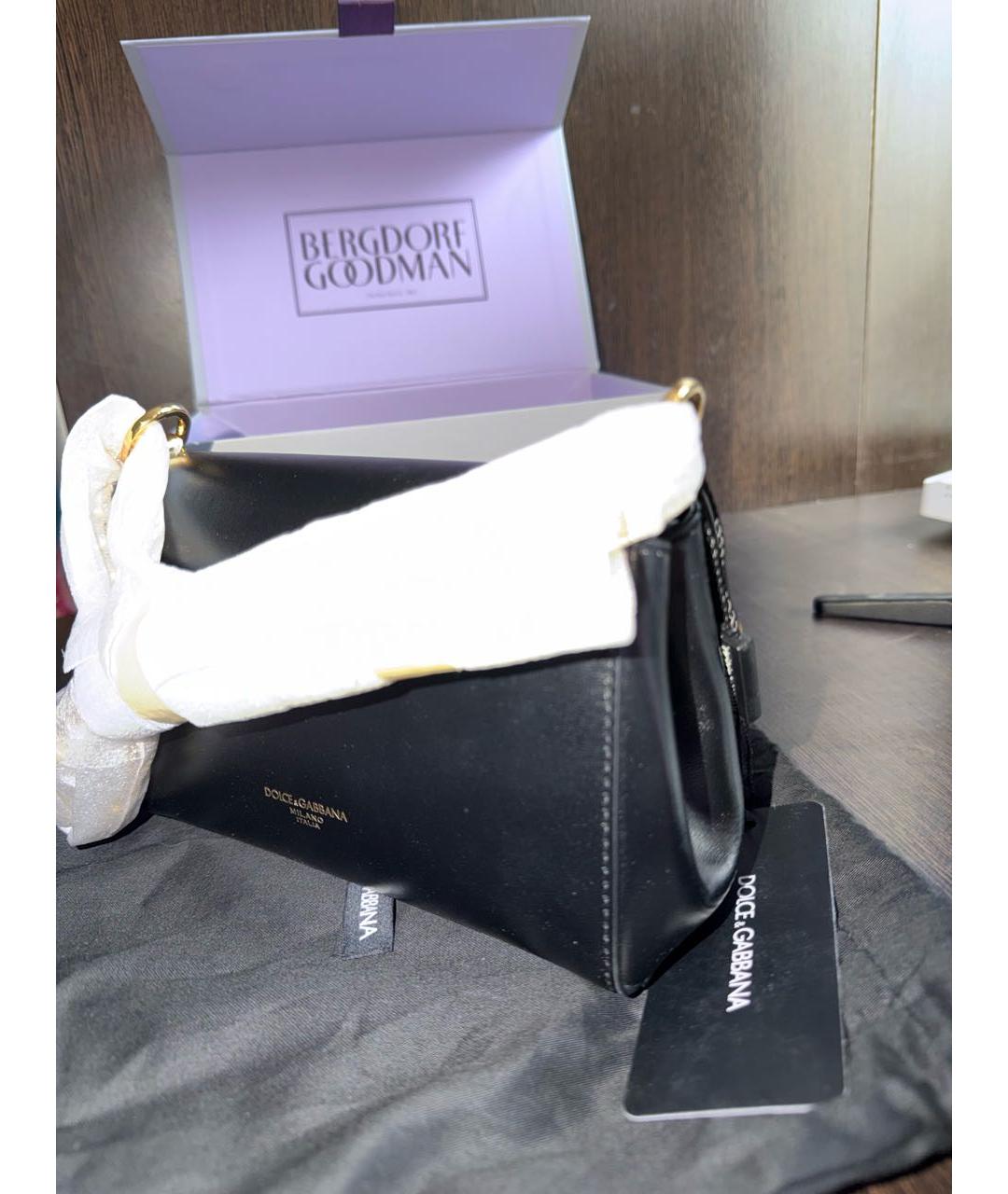 DOLCE&GABBANA Черная кожаная сумка через плечо, фото 2