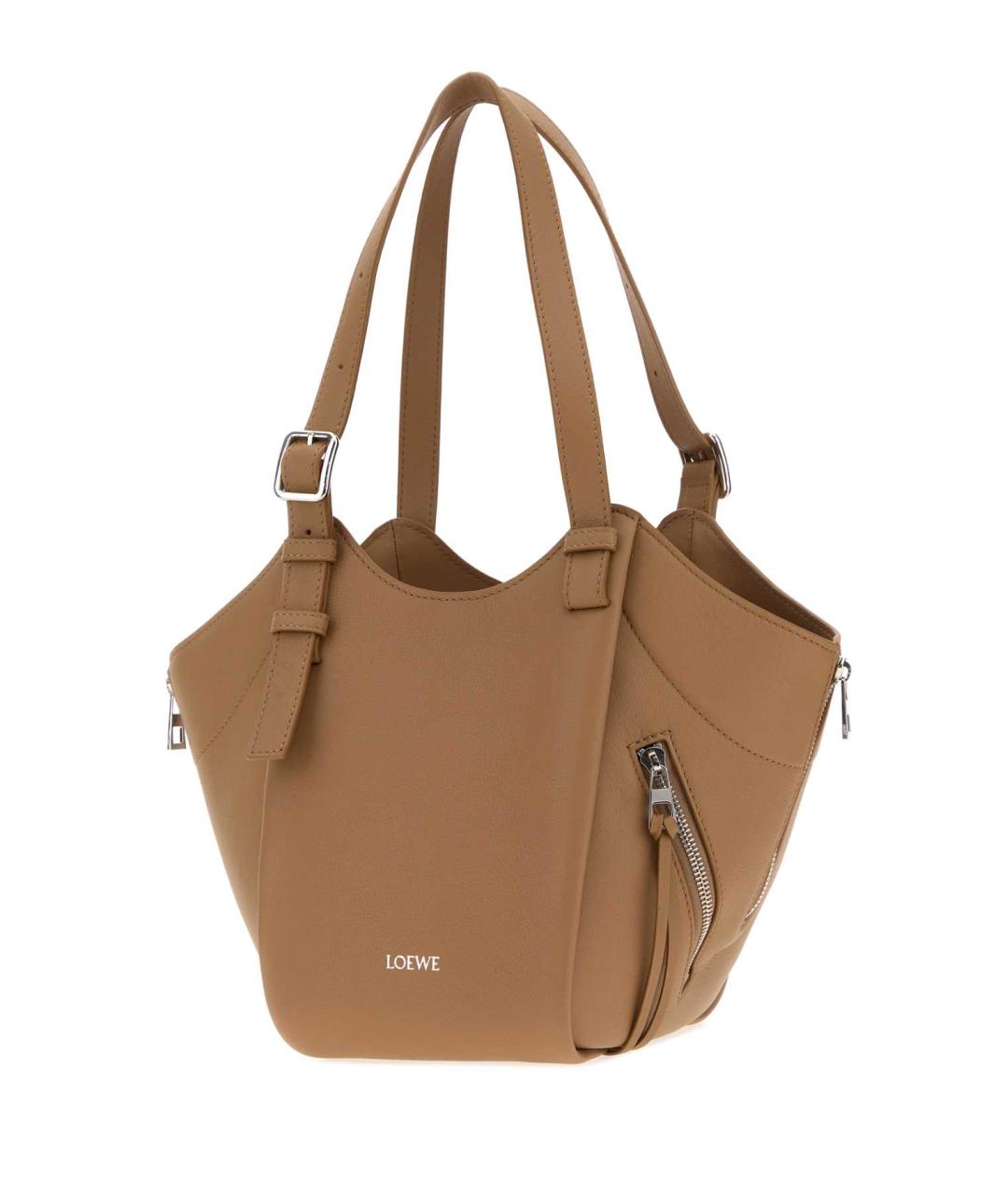 LOEWE Бежевая кожаная сумка тоут, фото 2