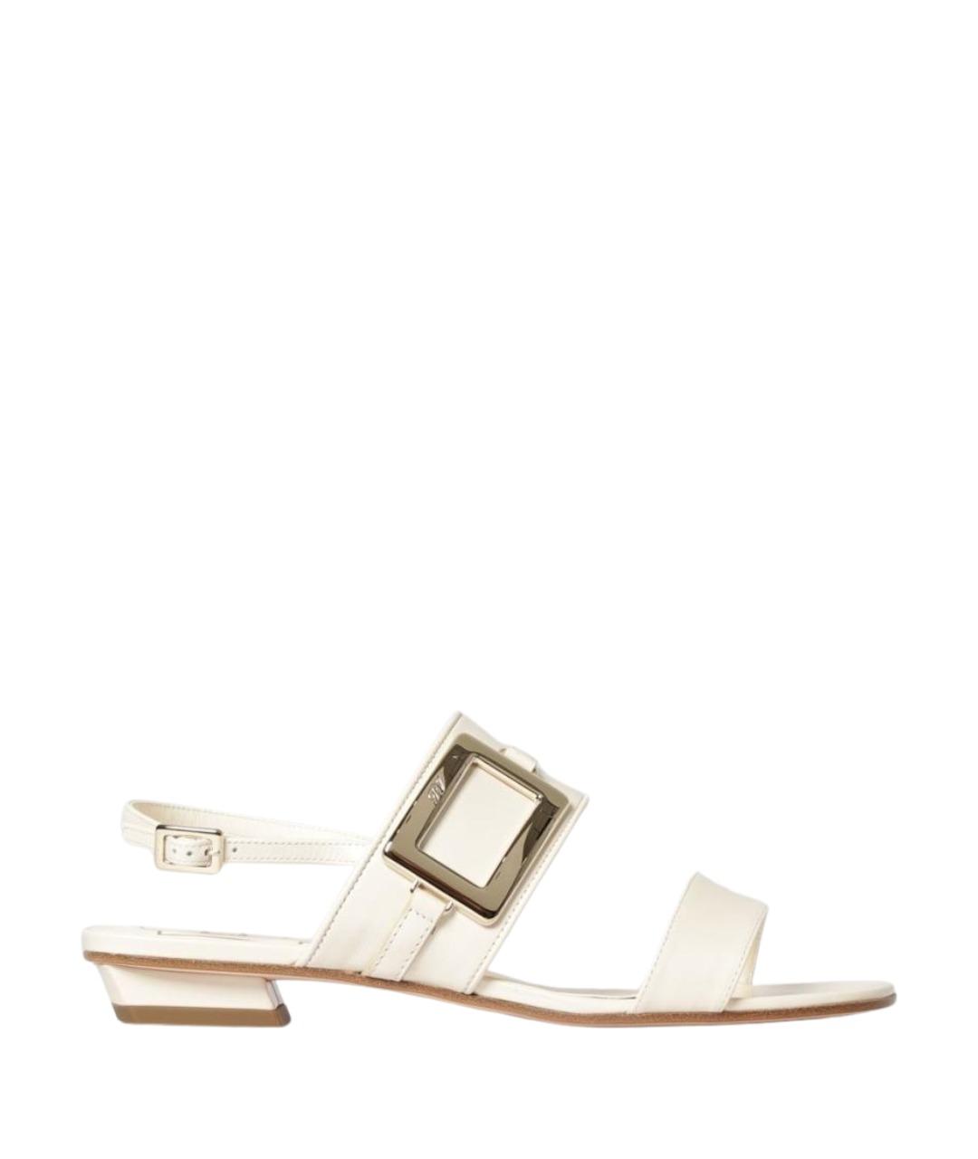 ROGER VIVIER Бежевые кожаные босоножки, фото 1