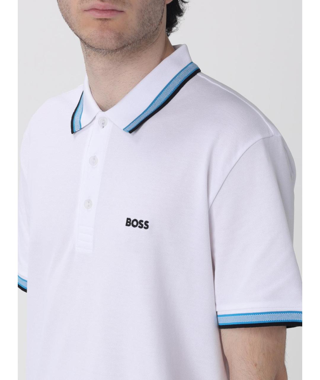 HUGO BOSS Белое хлопковое поло с коротким рукавом, фото 3