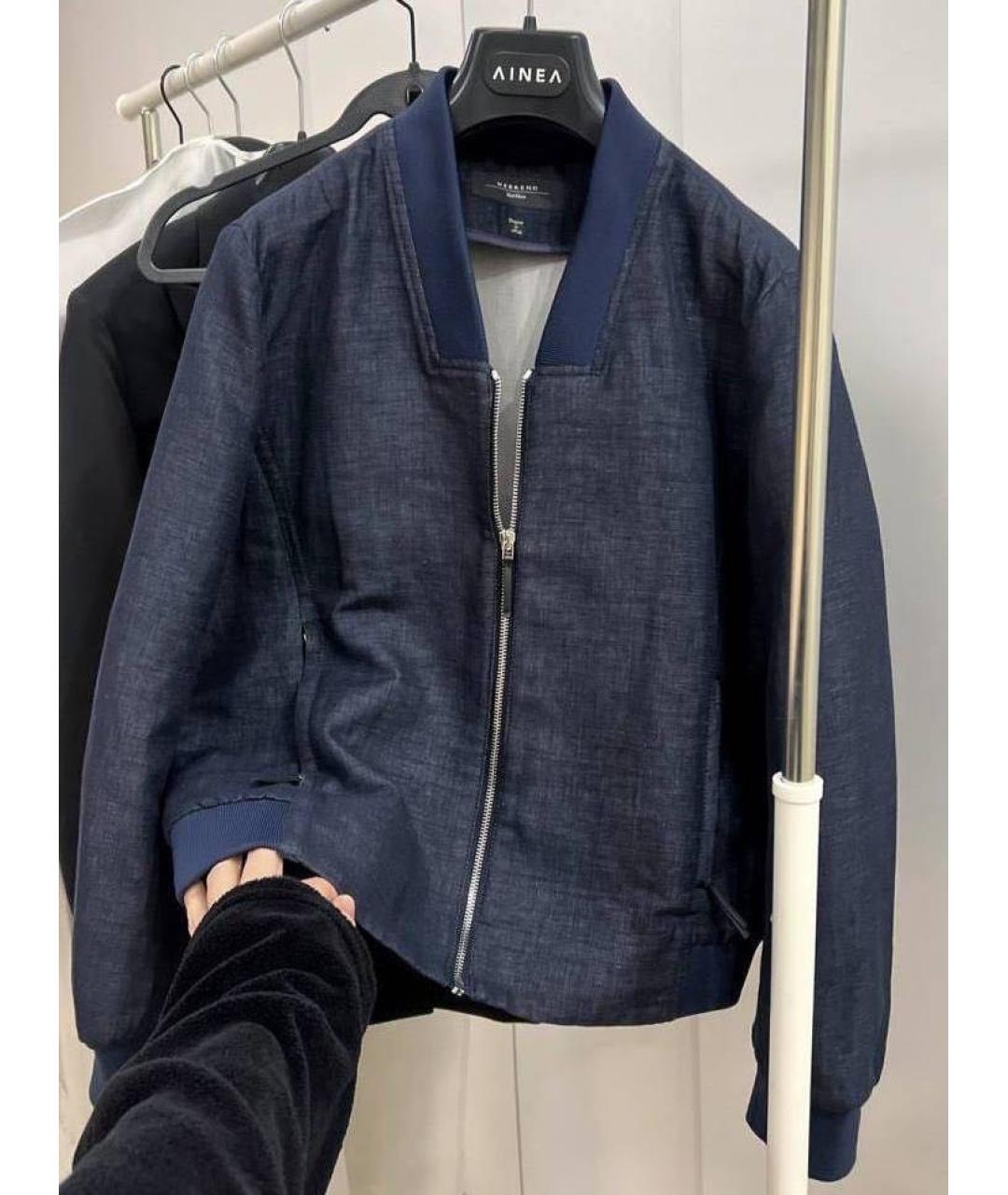 WEEKEND MAX MARA Темно-синяя хлопковая куртка, фото 2